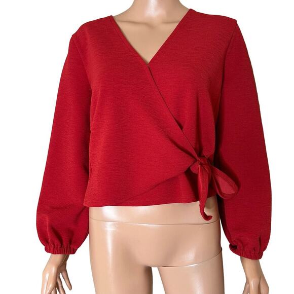 Madewell Texture & Thread Crepe Wrap Blouse Women’s Size SM brick burnt orange - Picture 3 of 8